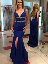 Custom Made Mermaid Sleeveless Beading Backless Prom Gown