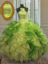 Colorful Multi-color Sleeveless Beading and Ruffles Floor Length Ball Gown Prom Dress