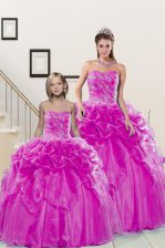 Fantastic Pick Ups Floor Length Fuchsia Sweet 16 Dress Sweetheart Sleeveless Lace Up