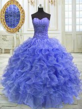 Classical Sleeveless Lace Up Floor Length Beading and Ruffles Quinceanera Dresses