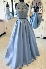 Hot Selling Lace Prom Dress Light Blue Criss Cross Sleeveless