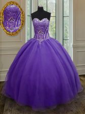 High Quality Floor Length Ball Gowns Sleeveless Eggplant Purple Ball Gown Prom Dress Lace Up