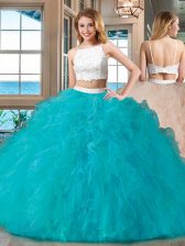  Straps Sleeveless Backless Sweet 16 Dress Blue Tulle