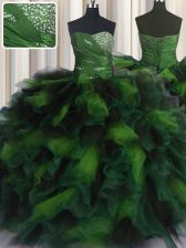 Luxury Ball Gowns Quince Ball Gowns Multi-color Sweetheart Organza and Tulle Sleeveless Floor Length Lace Up