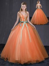  Sleeveless Lace Up Floor Length Beading and Belt 15th Birthday Dress