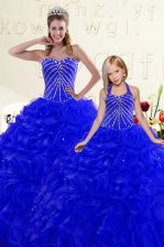  Sleeveless Beading and Ruffles Lace Up Vestidos de Quinceanera