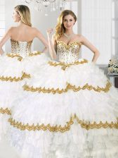 Extravagant White Sweetheart Lace Up Ruffled Layers Ball Gown Prom Dress Sleeveless
