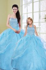 Clearance Sequins Floor Length Ball Gowns Sleeveless Baby Blue 15 Quinceanera Dress Lace Up