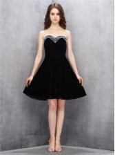  Black Sweetheart Zipper Beading Prom Party Dress Sleeveless