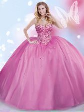 Deluxe Sleeveless Lace Up Floor Length Beading Quinceanera Dress