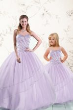  Sleeveless Beading Lace Up 15th Birthday Dress