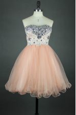 Suitable Tulle Sleeveless Knee Length Homecoming Dress and Sashes ribbons