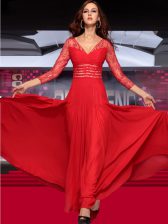 Floor Length Column/Sheath Sleeveless Red Prom Dresses Zipper