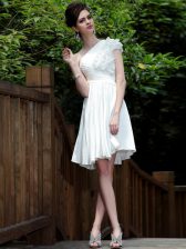 Fabulous One Shoulder Sleeveless Zipper Prom Dress White Chiffon