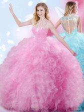 Flirting Sleeveless Beading and Ruffles and Pick Ups Zipper Quinceanera Gown