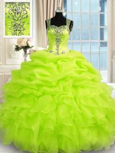 Beautiful Straps Zipper Beading and Ruffles Sweet 16 Dresses Sleeveless
