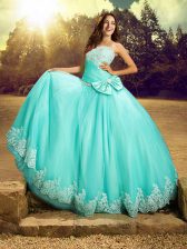  Sleeveless Beading and Lace and Bowknot Lace Up Sweet 16 Quinceanera Dress