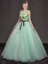 Custom Fit Scoop Sleeveless Appliques Lace Up Sweet 16 Dress