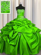 Clearance Strapless Lace Up Beading and Pick Ups Sweet 16 Dress Sleeveless