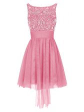  Tulle Sleeveless Mini Length Homecoming Dress and Beading