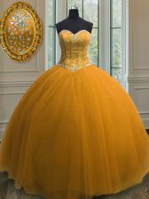 Fine Tulle Sleeveless Floor Length Quinceanera Gowns and Beading and Sequins