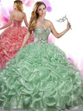 Attractive Organza Sleeveless Floor Length Quinceanera Gowns and Beading and Ruffles