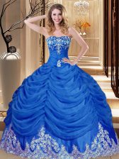  Royal Blue Lace Up Sweetheart Appliques and Pick Ups Quinceanera Gowns Tulle Sleeveless