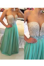  Floor Length Column/Sheath Sleeveless Turquoise Homecoming Dress Zipper