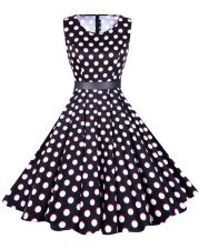 On Sale Scoop White And Black Sleeveless Chiffon Zipper Dress for Prom for Prom and Party