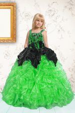  Pick Ups Ball Gowns Kids Pageant Dress Green Straps Organza Sleeveless Floor Length Lace Up