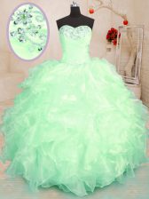  Sleeveless Organza Lace Up Vestidos de Quinceanera for Military Ball and Sweet 16 and Quinceanera