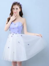 Ideal Sweetheart Sleeveless Tulle Quinceanera Court of Honor Dress Appliques Lace Up