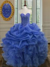  Sleeveless Lace Up Floor Length Beading and Ruffles Quince Ball Gowns