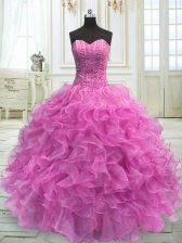  Lilac Sleeveless Organza Lace Up 15 Quinceanera Dress for Military Ball and Sweet 16 and Quinceanera