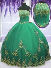  Sleeveless Zipper Floor Length Appliques Sweet 16 Dress