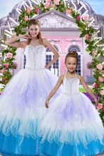 Edgy Sleeveless Lace Up Floor Length Beading Sweet 16 Quinceanera Dress
