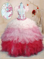  Brush Train Ball Gowns 15 Quinceanera Dress Multi-color Sweetheart Organza Sleeveless With Train Lace Up