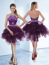 Affordable Halter Top Sleeveless Beading Zipper Dress for Prom