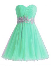 Best Selling Apple Green Prom Evening Gown Prom and Party with Beading and Ruching Sweetheart Sleeveless Lace Up