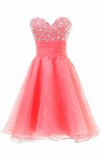  Sleeveless Zipper Knee Length Beading Dress for Prom