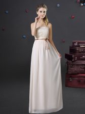  Sleeveless Lace and Belt Lace Up Dama Dress for Quinceanera