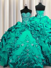 Modern Sequins Sweetheart Sleeveless Taffeta Ball Gown Prom Dress Beading and Embroidery and Ruffles and Pick Ups Lace Up