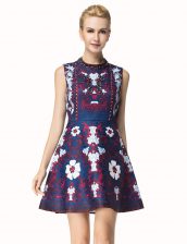 Delicate Scoop Multi-color A-line Beading Evening Dress Zipper Satin Sleeveless Mini Length