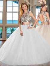 Admirable Scoop Cap Sleeves Backless Floor Length Beading 15th Birthday Dress