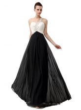 Custom Design White And Black Zipper One Shoulder Beading Homecoming Dress Chiffon Sleeveless
