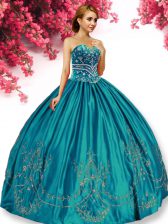 Exquisite Sleeveless Lace Up Floor Length Embroidery Quinceanera Gown