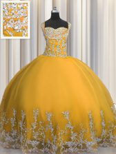  Sleeveless Lace Up Floor Length Beading and Appliques 15 Quinceanera Dress