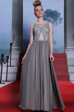 Classical Scoop Grey Sleeveless Chiffon Side Zipper for Prom and Party