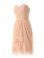  Peach Sweetheart Neckline Ruffles Evening Dress Sleeveless Zipper