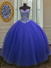  Royal Blue Sweetheart Neckline Beading Sweet 16 Quinceanera Dress Sleeveless Lace Up
